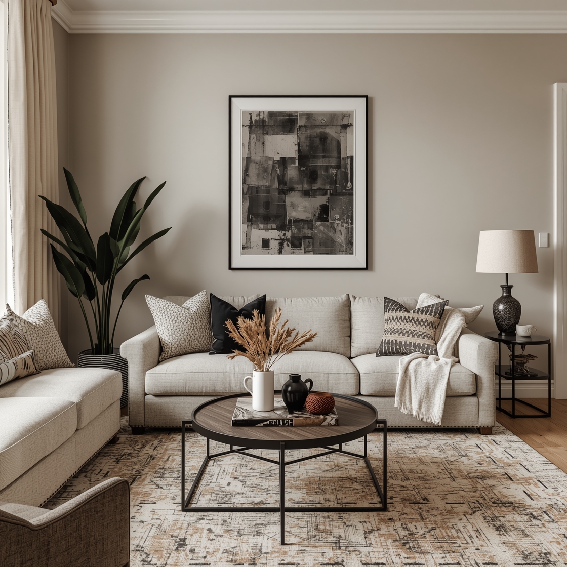 beige black living room