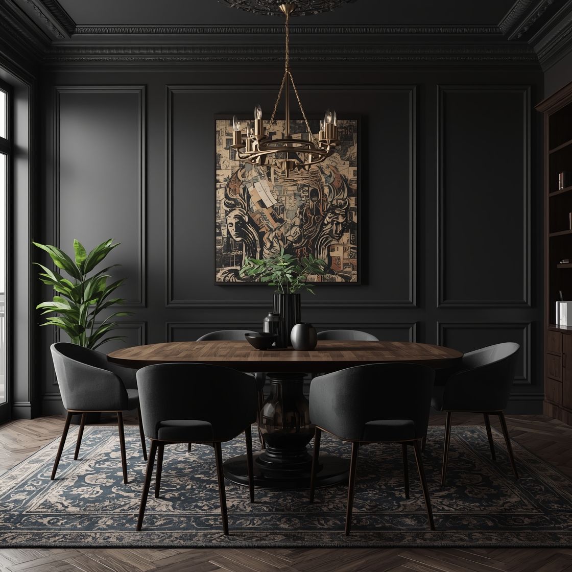 dark dining room decor