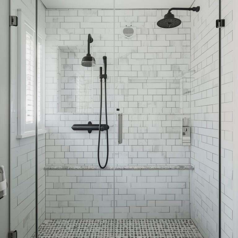 walk in shower black fixtures