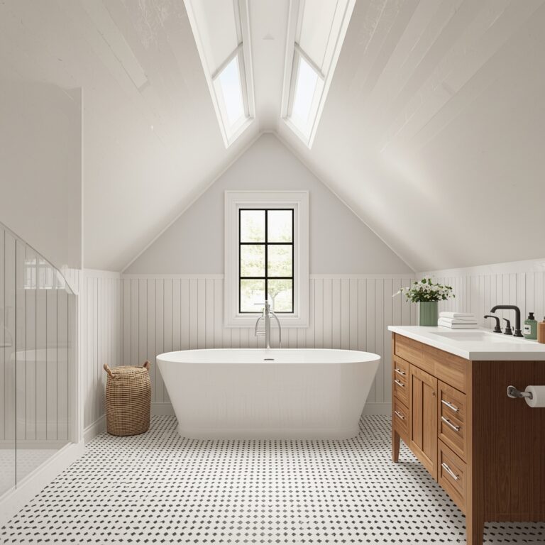 sloped ceiling bathroom