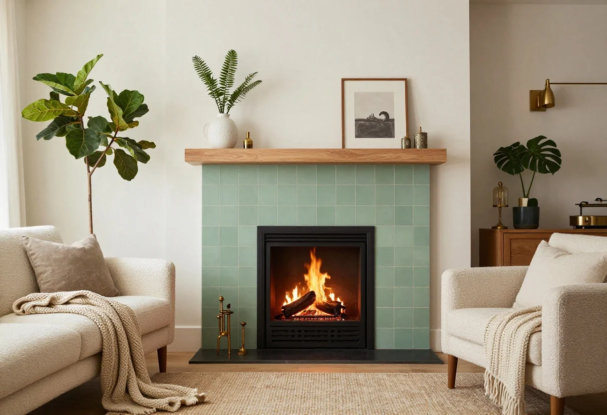 Featured image for: 9 Green Fireplace Ideas That Feel Fresh & Cozy