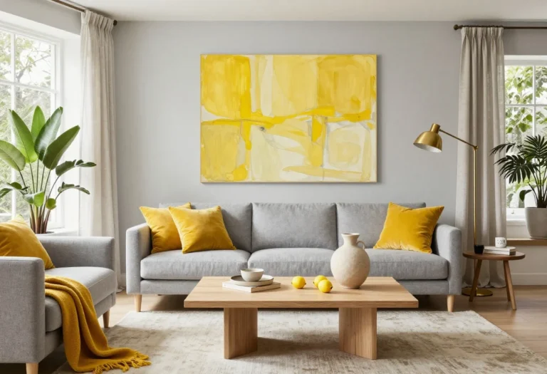 Featured image for: Grey & Yellow Living Room Ideas That Feel Sunny
