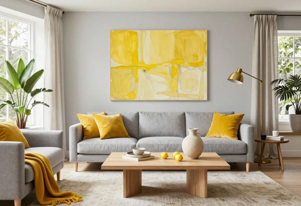 Featured image for: Grey & Yellow Living Room Ideas That Feel Sunny