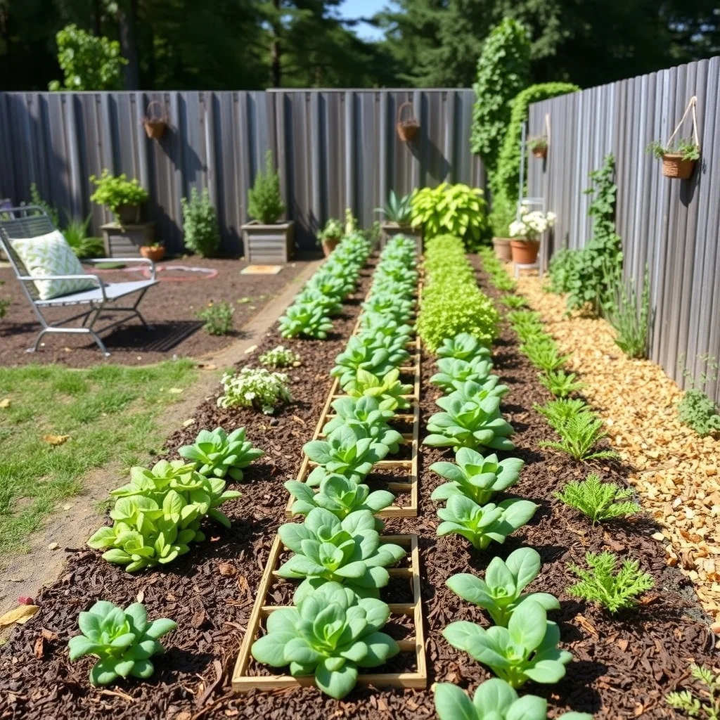 Beginner Vegetable Garden Layout Ideas for a Productive Spring: 4. Mixed‑row border with alternating mulch colors - Creating a simple border that runs along a sunny fence can become a visual anchor for the garden. Plant rows of quick‑growing greens such as arugula and radish beside slower‑maturing beans, arranging them so that