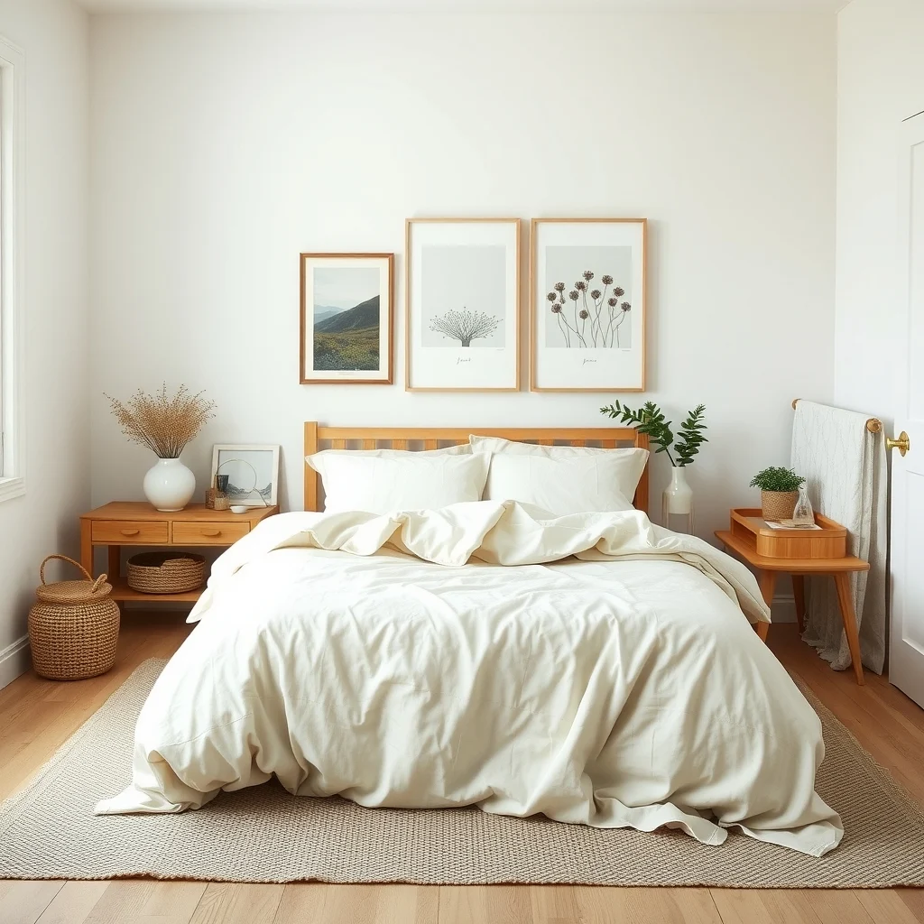 Cottagecore Bedroom Ideas for a Soft and Romantic Winter Look interior: 2. Choose Vintage‑Inspired Linen Bedding - Linen has a natural, lived‑in quality that aligns perfectly with cottagecore sensibilities. A linen duvet cover in an off‑white or pale oat hue softens the sleeping surface and breathes easily, which is a welcome contrast