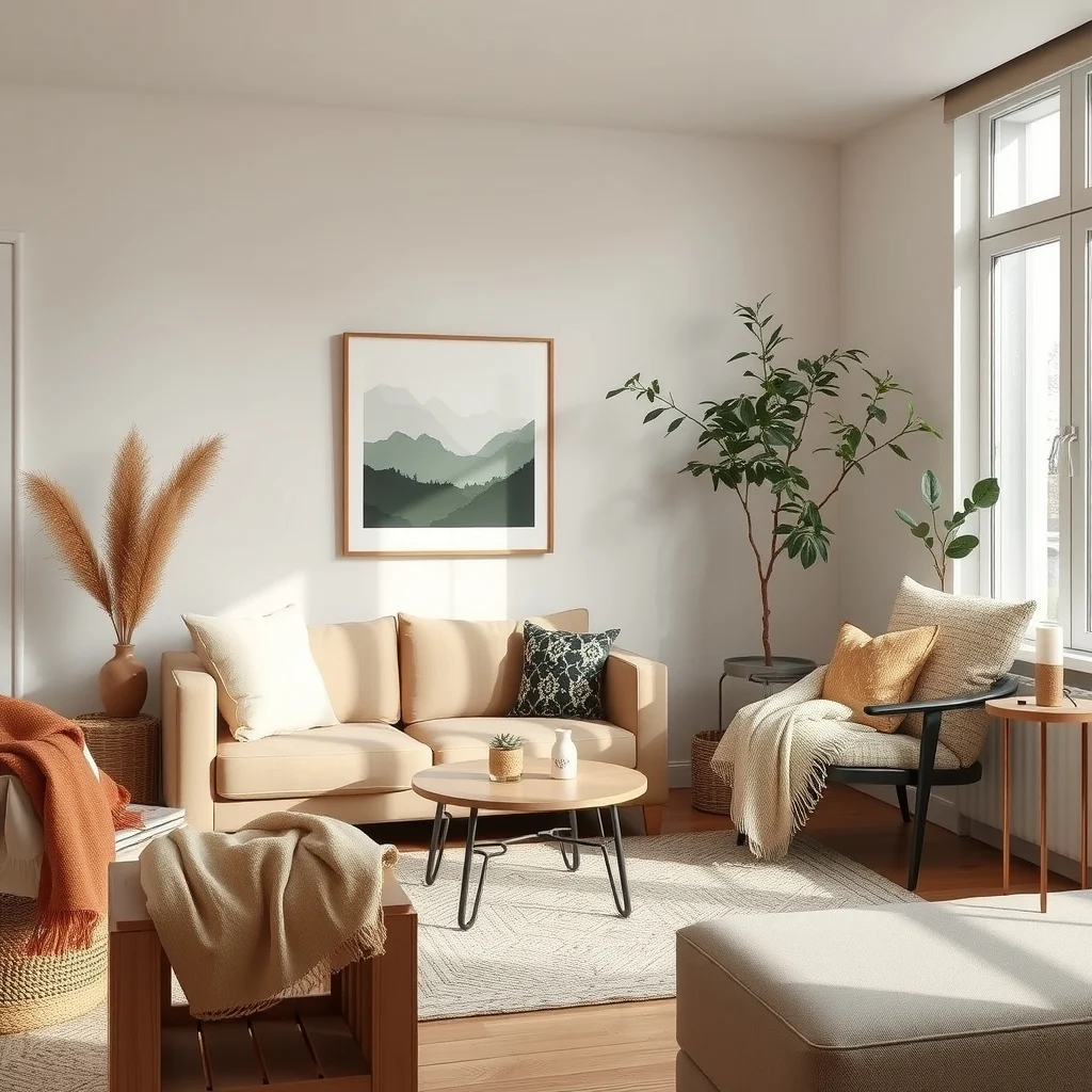 Cozy Apartment Living Room Ideas for Cold Winter Evenings interior: 7. Incorporate Scent and Sound for a Multi‑Sensory Experience - Beyond sight and touch, scent and sound deepen the feeling of coziness. A low‑profile essential‑oil diffuser placed on a side table can release a steady aroma of cinnamon or cedar, evoking the warmth of a