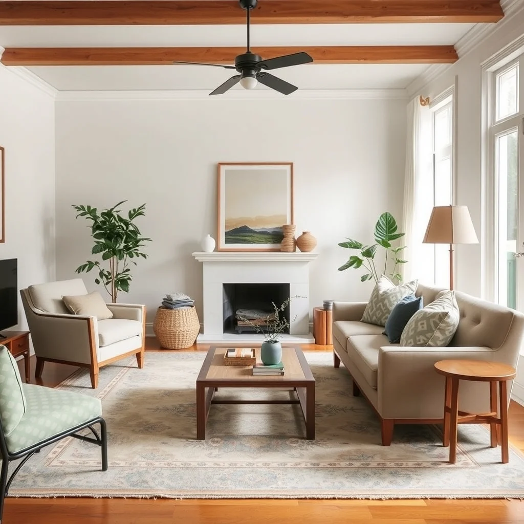 Cozy Vintage Living Room Ideas for a Warm and Timeless Home: 5. Use Vintage‑Inspired Rugs to Anchor the Space - A rug with a subtle, aged pattern—think muted Persian or a faded kilim—grounds the seating area and introduces a tactile layer underfoot. Choose a size that extends at least twelve inches beyond the furniture, which