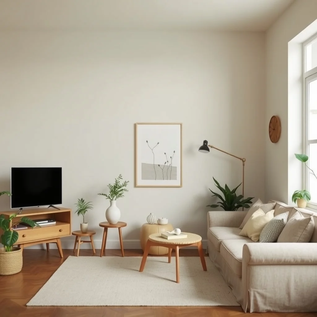 Decluttering Ideas for Small Homes That Make Everyday Life Easier interior: 7. Embrace Minimalist Wall Treatments to Reduce Visual Load - Heavy wallpaper patterns or dark paint can make a small room feel cramped. Opting for a light, neutral wall finish—such as a warm greige or soft sage—creates an airy backdrop that lets furniture and décor