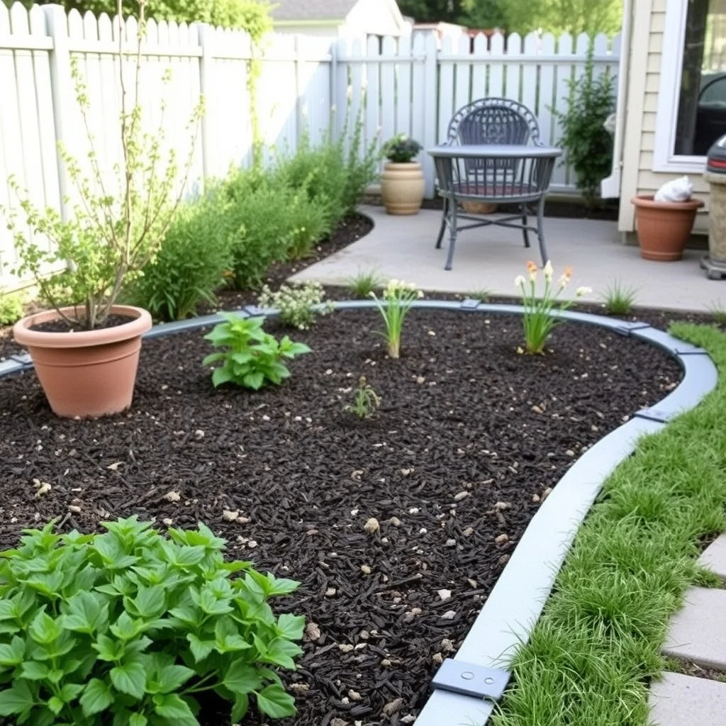 DIY Garden Edging Ideas for Clean and Beautiful Flower Beds: 3. Metal Edging with Decorative Caps - Thin steel or aluminum strips, bent into a “U” shape, produce a clean, contemporary edge that can be hidden beneath a thin layer of mulch. The metal’s thin profile makes it almost invisible when viewed