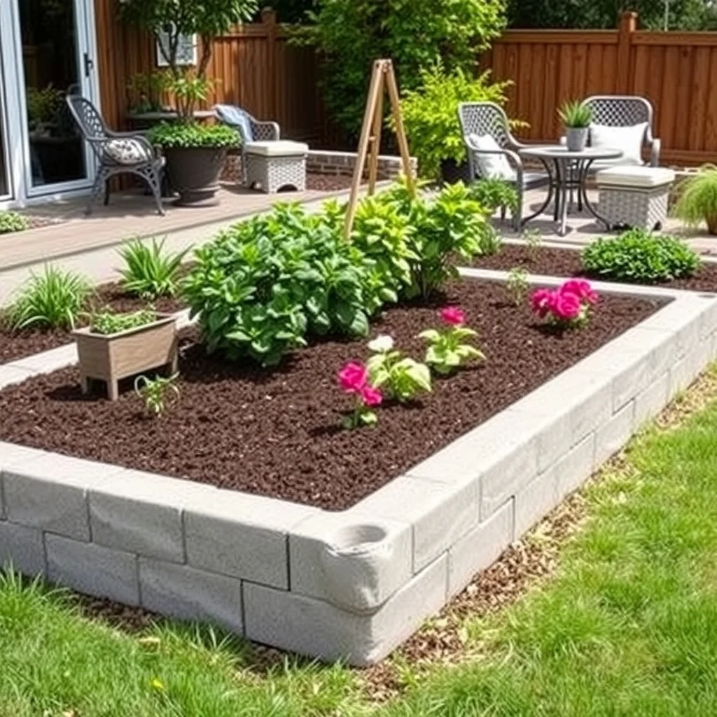 DIY Garden Edging Ideas for Clean and Beautiful Flower Beds: 5. Raised Bed Using Cinder Blocks - Stacked cinder blocks create a sturdy, modular raised border that doubles as a low retaining wall. The rectangular form of each block provides a clean line, while the hollow interior can be filled with soil