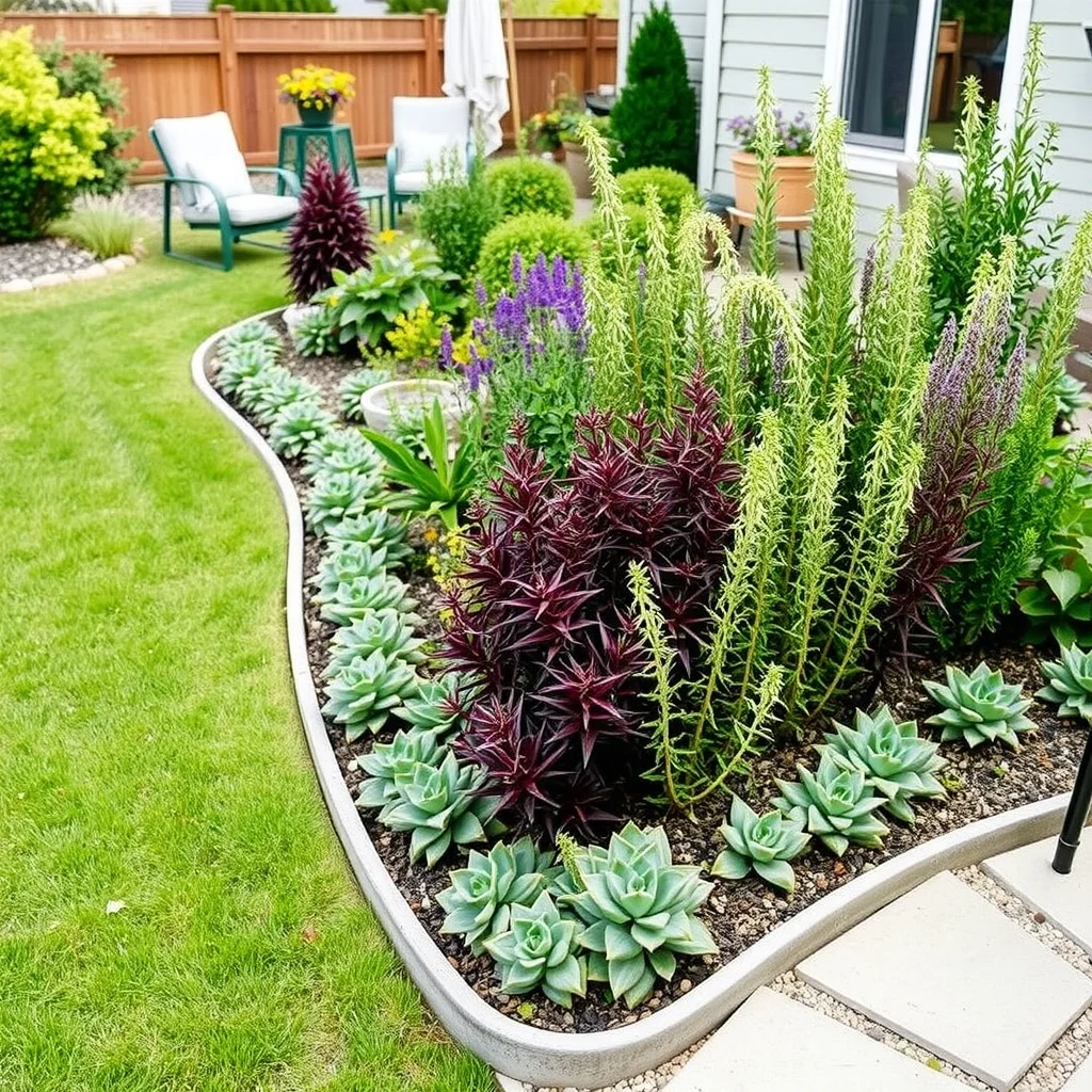 DIY Garden Edging Ideas for Clean and Beautiful Flower Beds: 6. Living Edge with Low Hedges or Succulents - A living border—formed from low‑growing herbs, ornamental grasses, or a band of succulents—creates a soft, organic transition between bed and lawn. The foliage adds seasonal texture and can double as a functional element, such as
