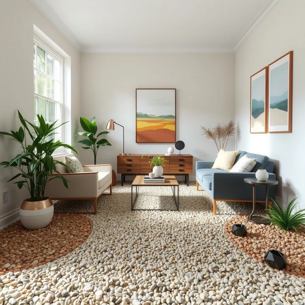 Garden Path Ideas Using Gravel, Stone, and Natural Materials interior: 5. Mixed‑Material Border with Cypress Bark and Crushed Shell - Adding a border to a gravel path can define its edges and introduce another layer of texture. A combination of cypress bark mulch on one side and crushed seashells on the other creates a visual