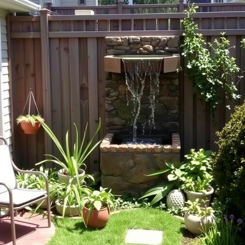 Garden Water Feature Ideas for a Peaceful and Relaxing Backyard: 2. Cascading Wall Waterfall - A vertical waterfall mounted on a garden wall adds a sense of height and movement that can transform a plain fence or retaining structure into a living artwork. Water is pumped to the top of