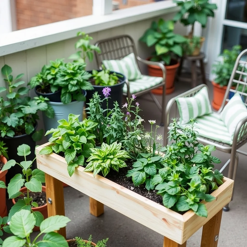 Herb Garden Ideas for Small Kitchens, Balconies, and Patios: 6. Compact Raised Bed for Balconies - A miniature raised bed, no larger than a coffee table, can sit on a balcony floor or even on a sturdy kitchen island. Construct the box from weather‑treated cedar or recycled plastic; both materials resist