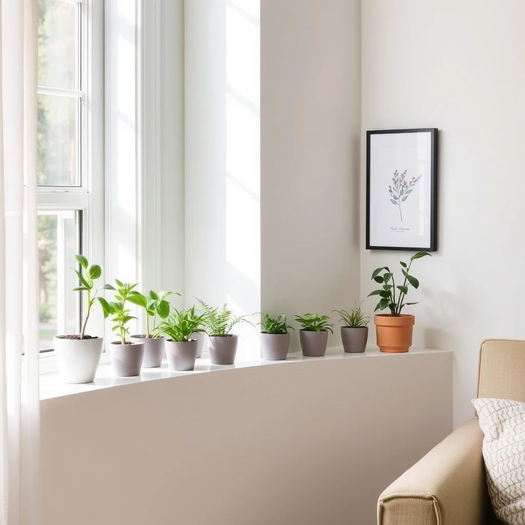 Indoor Plant Display Ideas for Small Rooms and Empty Corners: 4. Window‑Sill Row of Miniatures - A sunny windowsill is an ideal stage for a row of miniature plants that thrive in bright light. Position a series of 3‑inch ceramic pots—perhaps in a gradient of soft greys—to showcase herbs like basil,