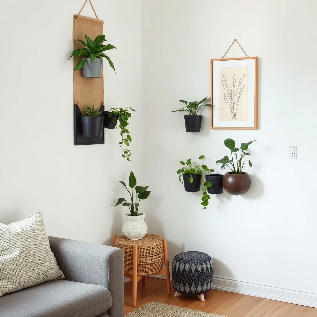 Indoor Plant Display Ideas for Small Rooms and Empty Corners: 7. Wall‑Mounted Pocket Planters - For rooms where every inch of floor is accounted for, wall‑mounted pocket planters provide a sleek solution. These fabric or metal pockets attach directly to a feature wall, allowing you to insert small pots of