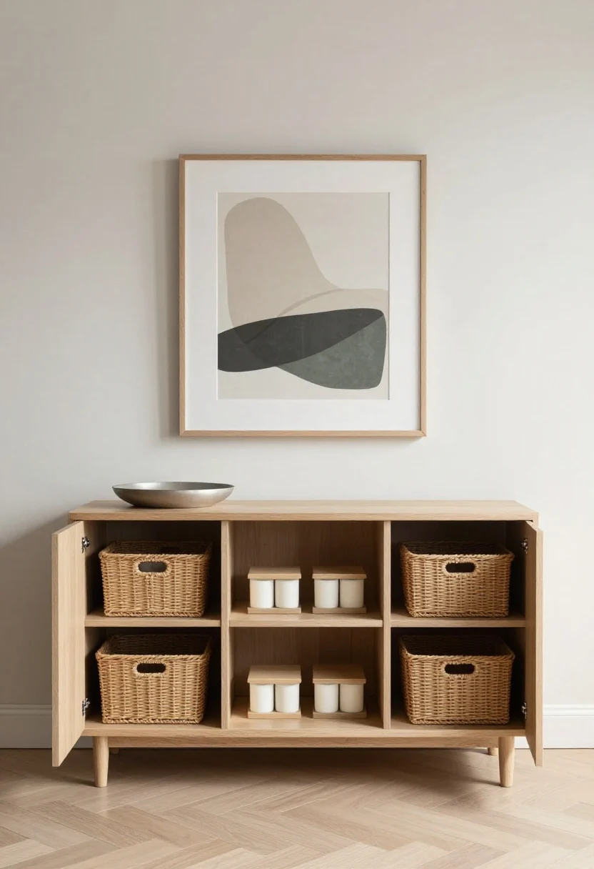 minimalist dining room ideas - Medium shot, straight-on: An edited minimalist dining scene with spare