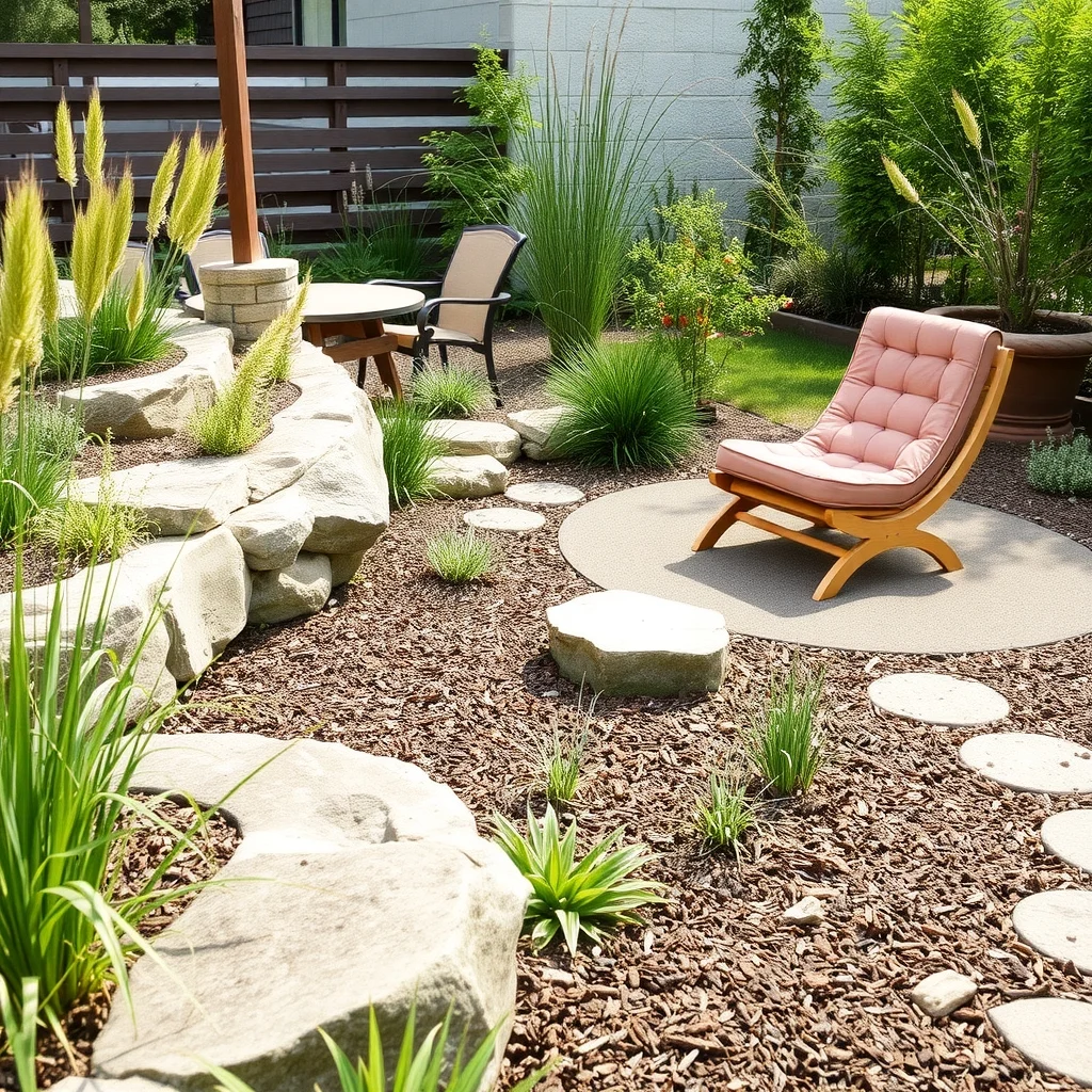 Natural Garden Design Ideas Using Rocks, Grasses, and Native Plants: 6. Incorporate Water‑Smart Mulch and Groundcover - Around the base of each stone and between plantings, lay a generous layer of organic mulch such as shredded bark or pine needles. Mulch conserves moisture, moderates soil temperature, and suppresses weeds, which is especially