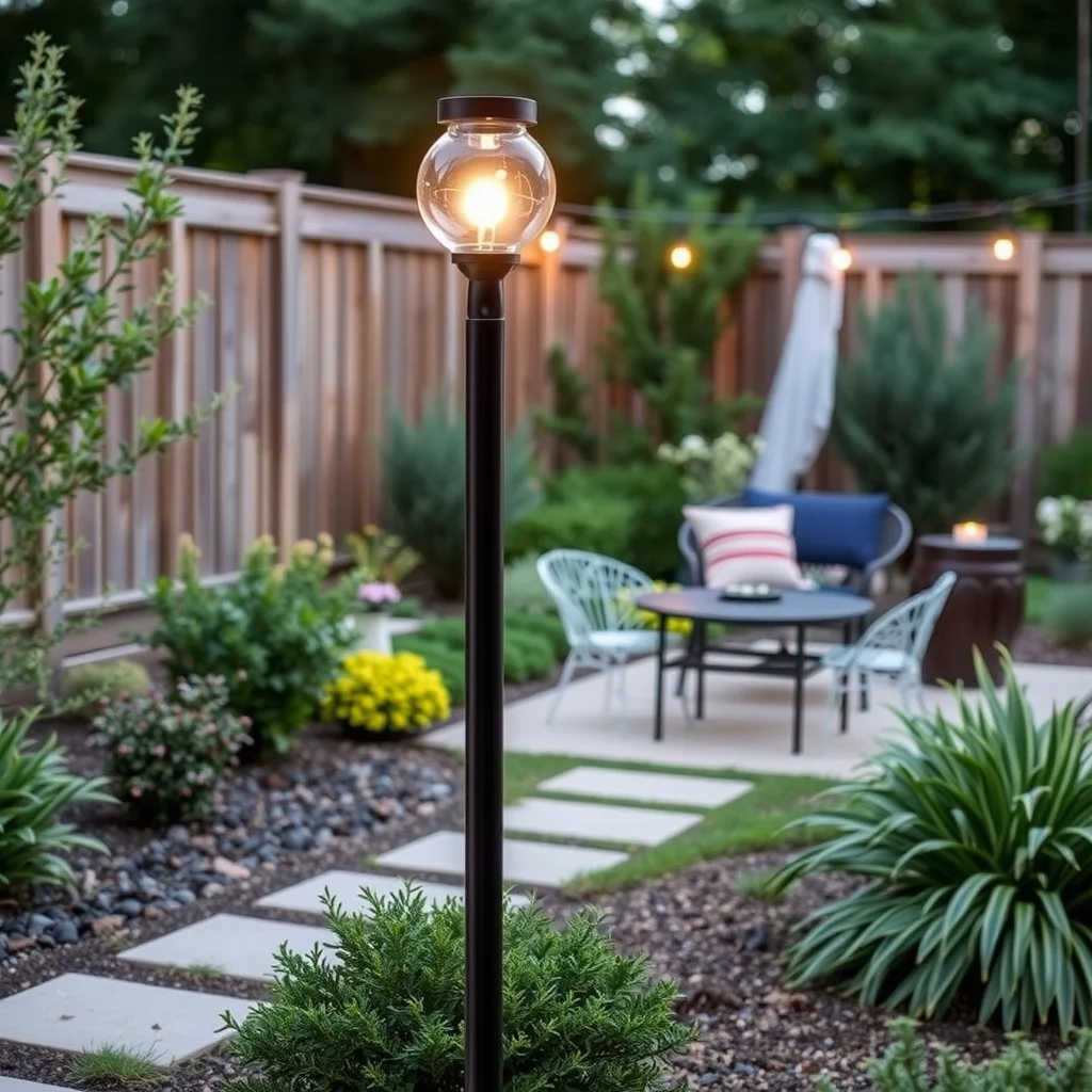 Outdoor Lighting Ideas That Make a Backyard Feel Magical at Night: 7. Solar‑Powered Bollard Lights - Bollard lights—tall, narrow posts with a globe or lantern at the top—provide a classic, structured look while delivering functional illumination along garden edges or driveways. Modern solar versions charge during daylight through an integrated panel,