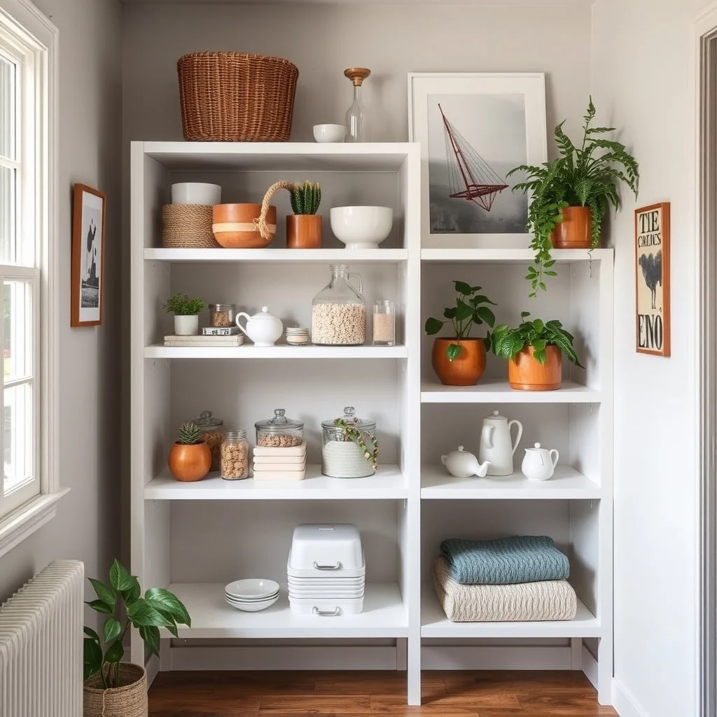Pantry Organization Ideas for a Neat and Functional Kitchen interior: 4. Adjustable Shelf Inserts for Variable Heights - Not every pantry item conforms to a single shelf height. Adjustable shelf inserts—thin metal brackets that slide into the existing shelf slots—let you raise or lower a shelf in a matter of seconds. This flexibility