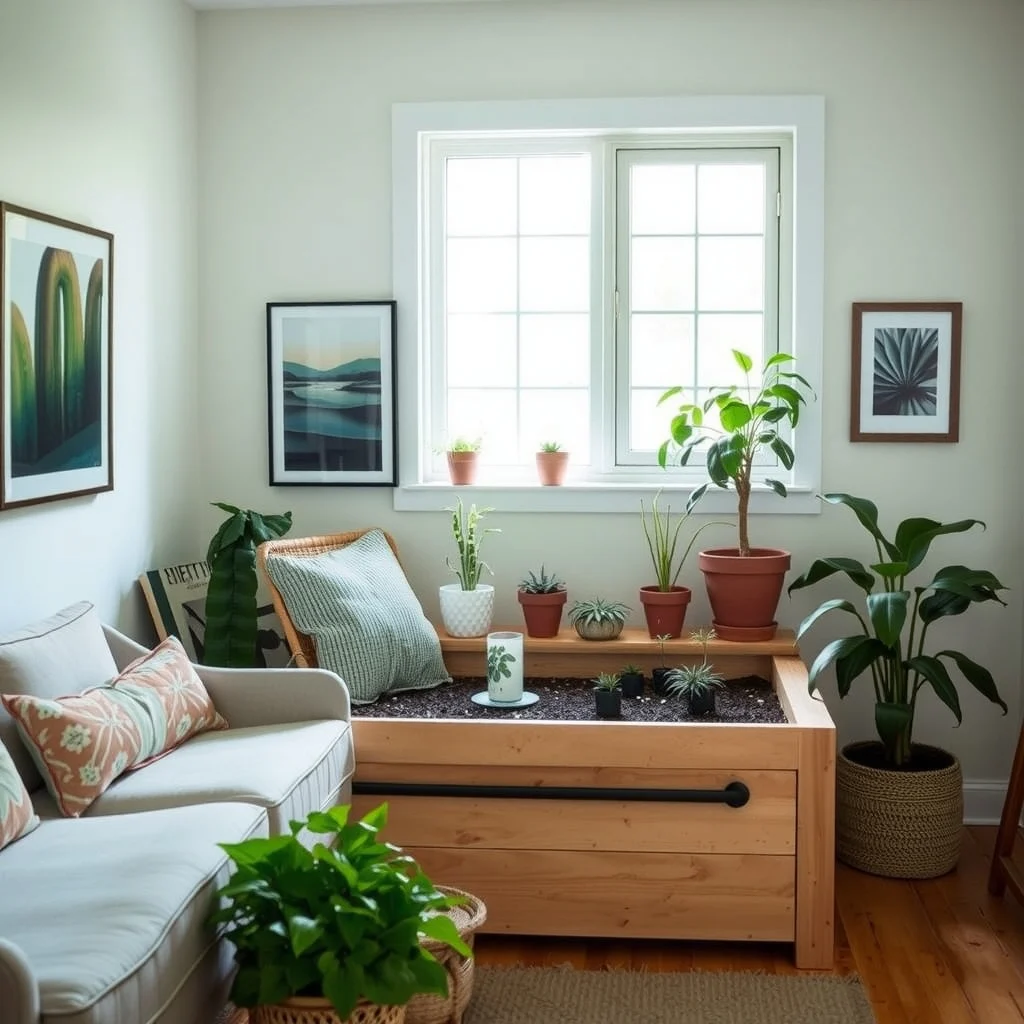 Raised Garden Bed Ideas for Beginners Planning a Spring Vegetable Garden interior: 6. Integrated Seating and Storage Bed - Combining a raised garden bed with a bench creates a dual‑purpose feature that maximizes limited yard space. The bench seat, built from weather‑treated lumber, sits atop the garden box, while a shallow drawer beneath the