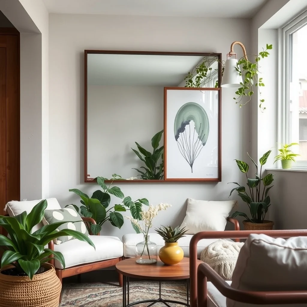 Small Backyard Landscaping Ideas That Make a Tiny Garden Feel Bigger interior: 5. Add a Mirror or Reflective Wall Art for Visual Expansion - Mirrored surfaces are a classic trick for enlarging tight spaces, and a weather‑proof garden mirror can serve as a focal point while reflecting surrounding greenery. Mount a rectangular, rust‑treated steel frame with a tempered glass