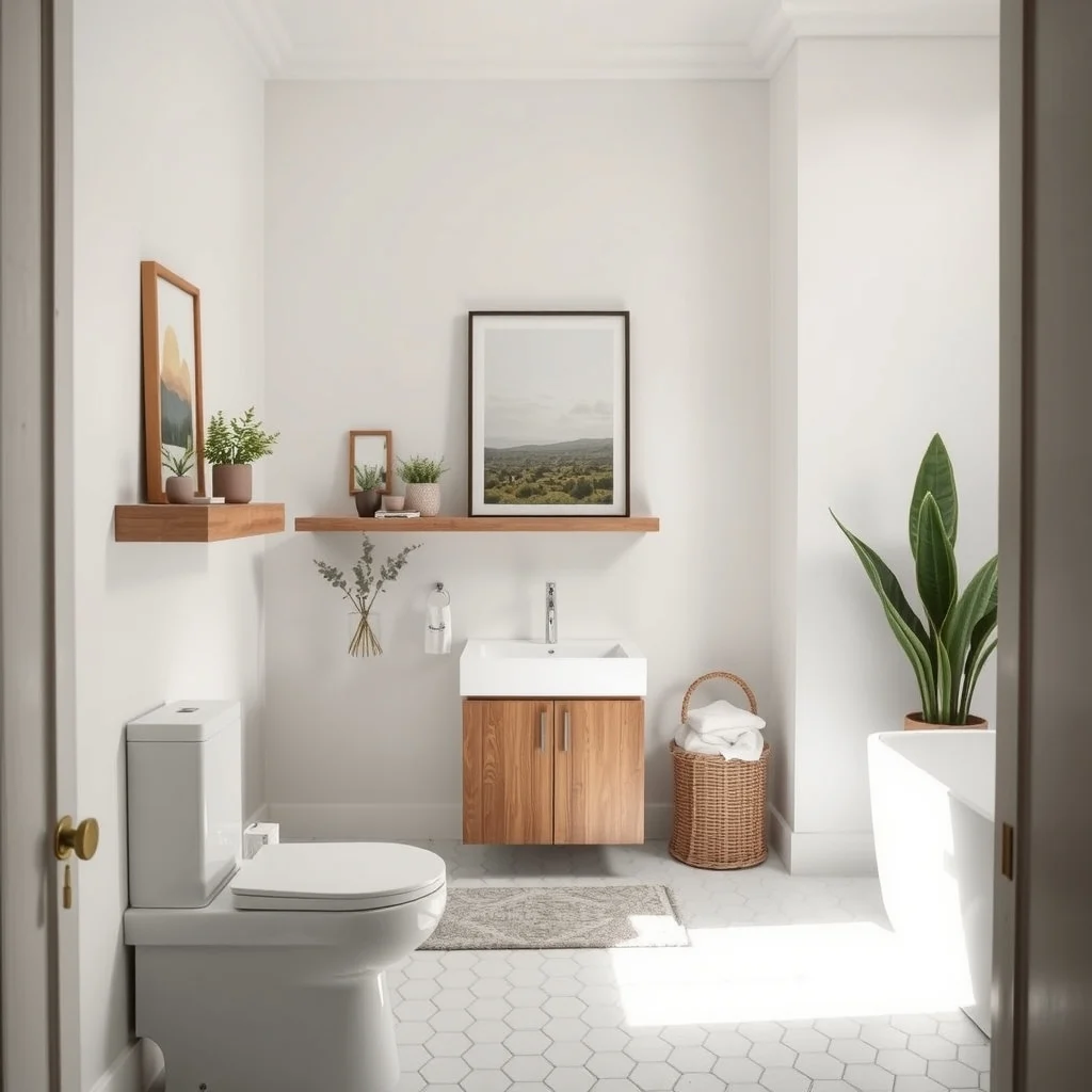 Small Bathroom Makeover Ideas That Look Expensive on a Budget: 5. Add a Floating Vanity or Reclaimed‑Wood Shelf - Floor‑standing cabinets can make a small bathroom feel crowded, while a floating vanity creates the illusion of extra space by exposing more of the floor. Look for a simple box vanity with a sleek front
