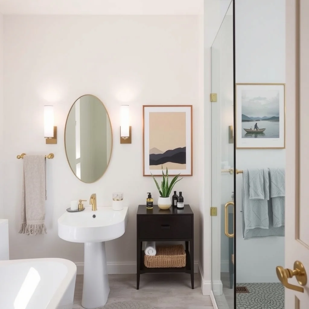 Small Bathroom Makeover Ideas That Look Expensive on a Budget: 6. Layer Lighting with Wall Sconces and LED Strips - Good lighting is the cornerstone of a refined bathroom. Replace a single overhead fixture with a pair of wall sconces placed on either side of the mirror; their soft glow reduces shadows while adding a