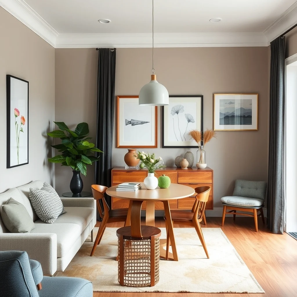 Small Dining Room Decorating Ideas That Feel Open and Inviting interior: 6. Use Multi‑Functional Storage That Keeps Clutter Hidden - Dining rooms often become catch‑alls for dishes, linens, and board games, which can quickly make the area feel congested. A narrow sideboard with shallow drawers provides a place to store everyday items out of sight,