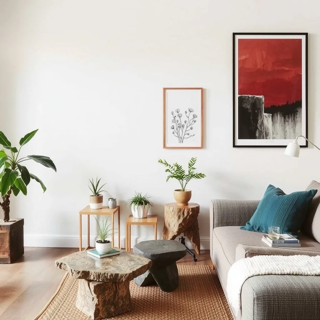 Sustainable Home Decor Ideas Using Secondhand Finds and Natural Materials: 7. Create DIY Accents with Reclaimed Stone or Concrete - Small slabs of salvaged river rock, reclaimed brick, or even poured concrete can become striking side tables, plant stands, or decorative ledges. The rough, irregular surface of a reclaimed stone slab adds a tactile contrast