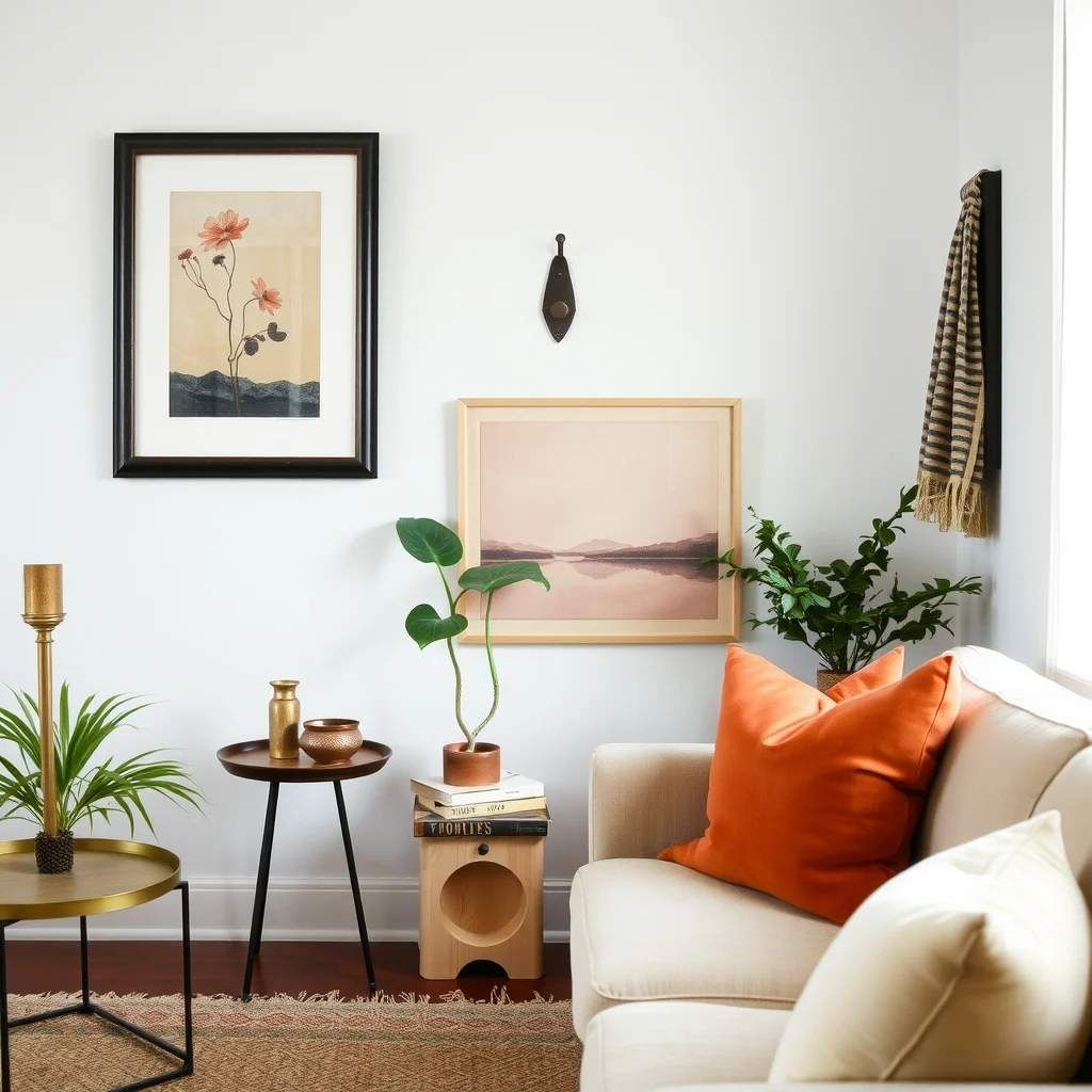 Vintage Thrift Store Decor Ideas That Make a Home Feel Collected: 6. Add Patinated Metal Accessories for Detail - Small metal objects—such as a brass candle holder, a copper tray, or a wrought‑iron wall hook—bring a touch of history without overwhelming a space. Their aged surfaces contrast nicely with softer elements like velvet cushions