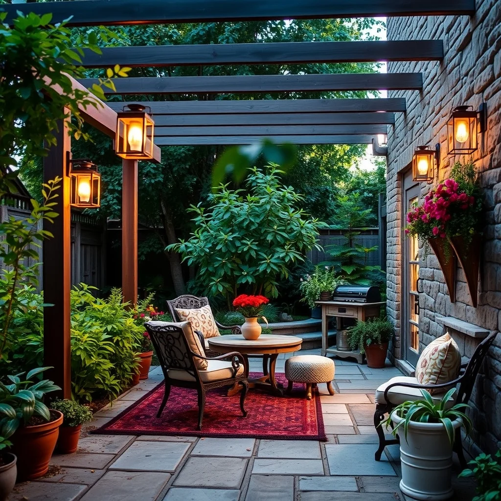Wildlife-Friendly Garden Ideas That Support Birds and Beneficial Insects: 6. Thoughtfully Place Garden Lighting to Extend Activity Hours - Soft, amber LED lanterns hung on a pergola or mounted on a low stone wall create a warm glow that mimics the golden hour, encouraging birds to linger after dusk. Position a few fixtures near